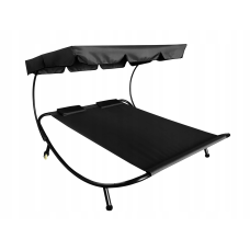 Садовий шезлонг для двох із навісом Aga Garden MR4251BLACK-ST230088