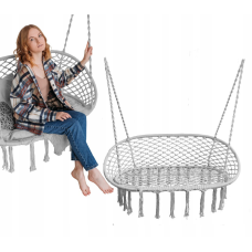 Підвісне плетене садове крісло-гойдалка Garden Line STORK“S NEST BOHO для 2 людей гніздо сіре
