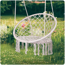 Підвісне плетене садове крісло-гойдалка гніздо BOHO бежевий