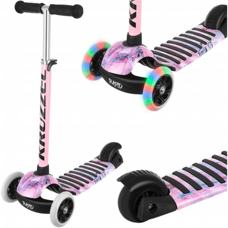 Самокат триколісний Kruzzel Rapid Pu Pink