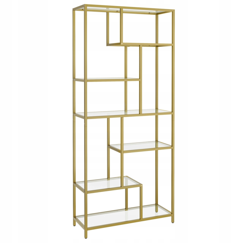 Стелаж багаторівневий зі скляними полицями Songmics Vasagle Gold 180 x 80 x 30 см