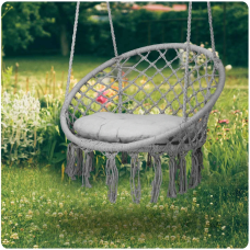 Підвісне плетене садове крісло-гойдалка Boho гніздо з подушкою