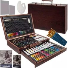 Подарунковий художній набір для малювання Maaleo в дерев’яному кейсі (129 предметів)