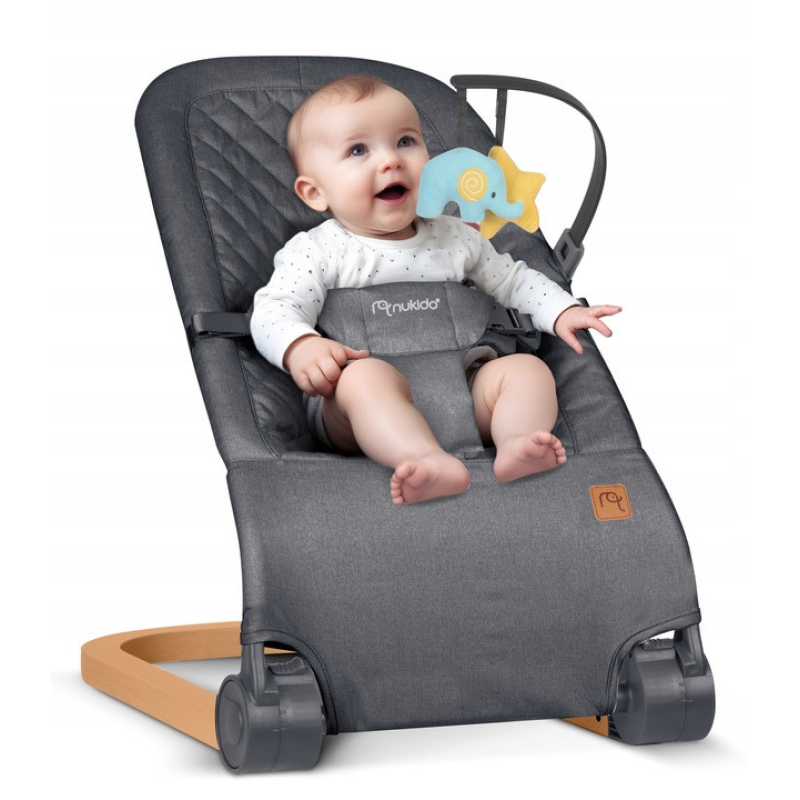 Колиска-гойдалка дитячий шезлонг з іграшками Nukido Baby Bouncer NK-52 сірий