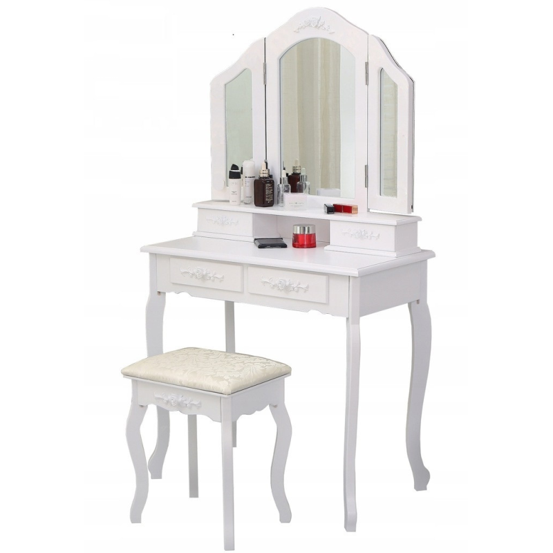 Туалетний столик Ekspand білий матовий 75 x 138 x 40 см + Табурет у комплекті