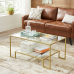 Журнальний склянний столик Songmics Glamour золото 55 x 100 x 45 см